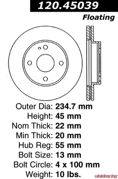 Centric Premium Brake Rotor 120.45039 - 120.45039
