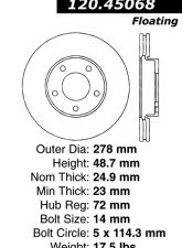 Centric Premium Brake Rotor 120.45068                                     - 120.45068 - Image 4
