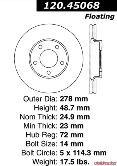Centric Premium Brake Rotor 120.45068 - 120.45068