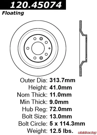 Centric Premium Brake Rotor 120.45074 - 120.45074