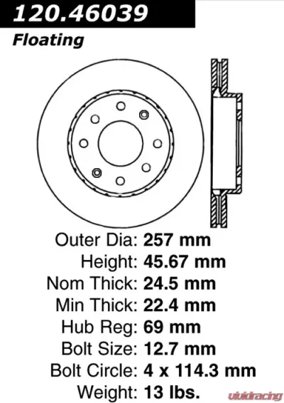 Centric Premium Brake Rotor 120.46039 - 120.46039
