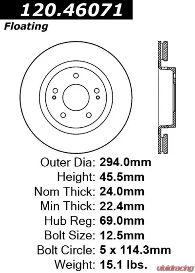 Centric Premium Brake Rotor 120.46071 - 120.46071