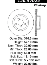 Centric Premium Brake Rotor 120.47024                                     - 120.47024 - Image 4