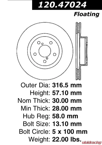Centric Premium Brake Rotor 120.47024 - 120.47024