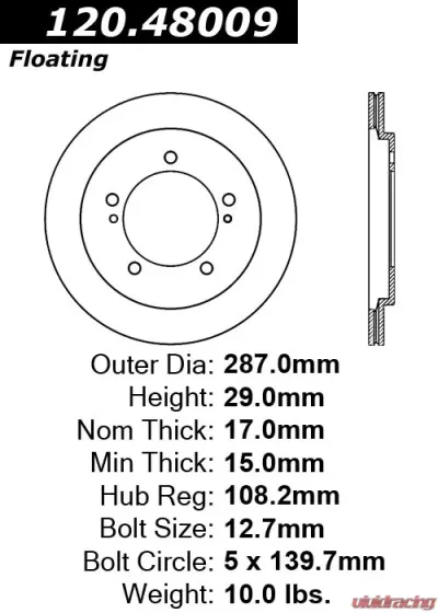 Centric Premium Brake Rotor 120.48009 - 120.48009