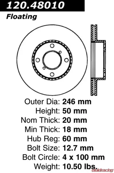 Centric Premium Brake Rotor 120.48010 - 120.48010