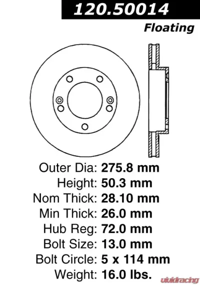 Centric Premium Brake Rotor 120.50014 - 120.50014