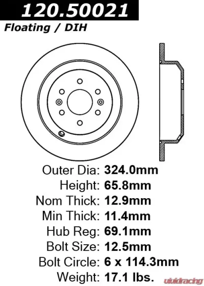 Centric Premium Brake Rotor 120.50021 - 120.50021