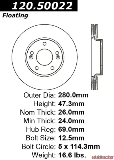 Centric Premium Brake Rotor 120.50022 - 120.50022