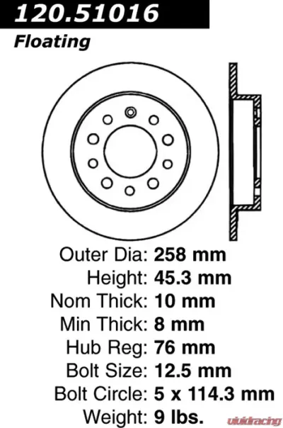 Centric Premium Brake Rotor 120.51016 - 120.51016