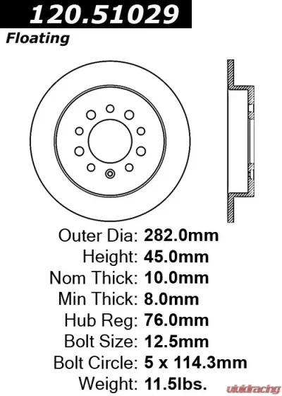 Centric Premium Brake Rotor 120.51029 - 120.51029