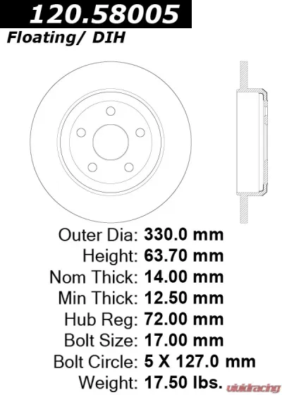 Centric Premium Brake Rotor 120.58005 - 120.58005