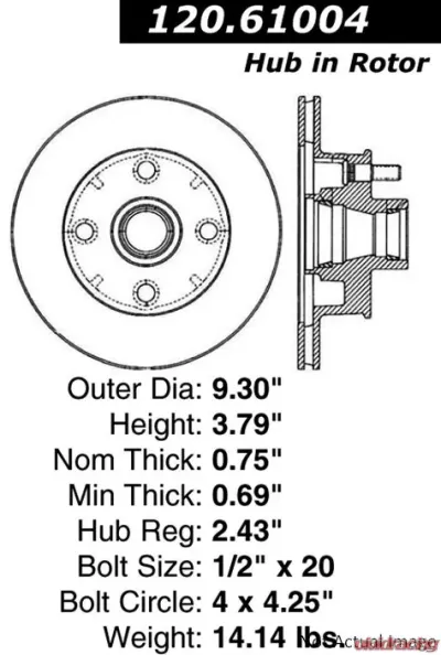 Centric Premium Brake Rotor 120.61004 - 120.61004
