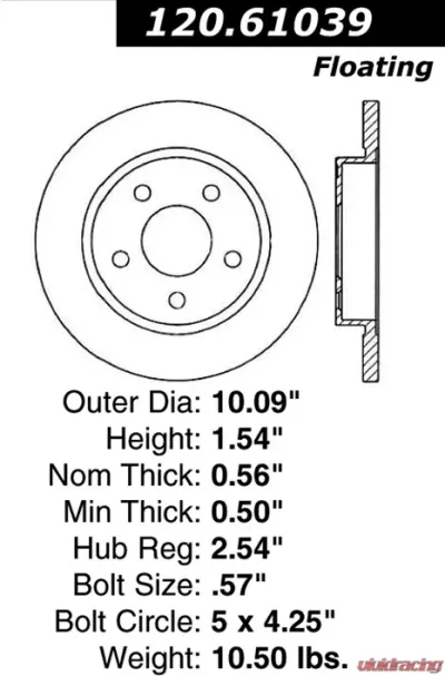 Centric Premium Brake Rotor 120.61039 - 120.61039