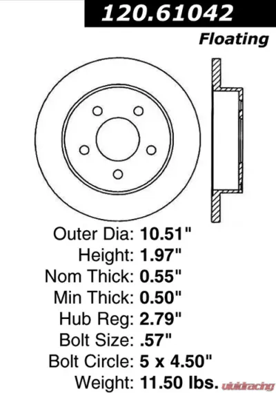 Centric Premium Brake Rotor 120.61042 - 120.61042