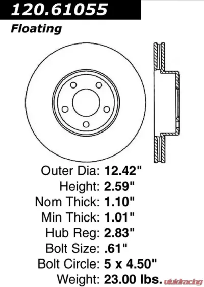 Centric Premium Brake Rotor 120.61055 - 120.61055