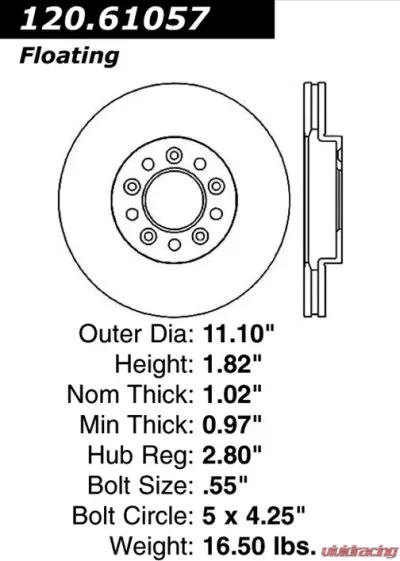 Centric Premium Brake Rotor 120.61057 - 120.61057