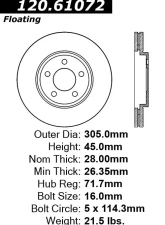 Centric Premium Brake Rotor 120.61072                                     - 120.61072 - Image 4