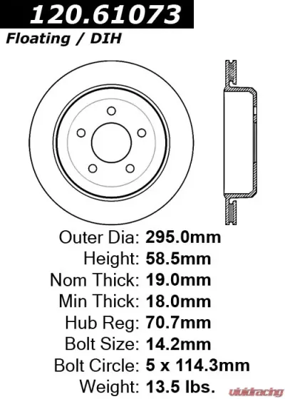 Centric Premium Brake Rotor 120.61073 - 120.61073