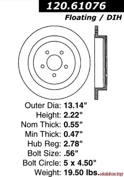 Centric Premium Brake Rotor 120.61076 - 120.61076