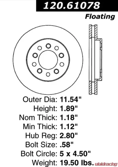 Centric Premium Brake Rotor 120.61078 - 120.61078