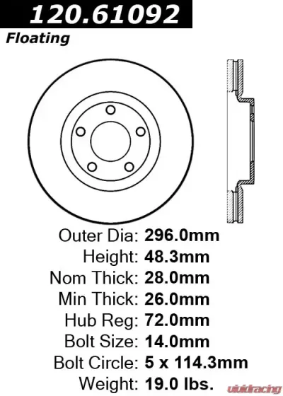 Centric Premium Brake Rotor 120.61092 - 120.61092