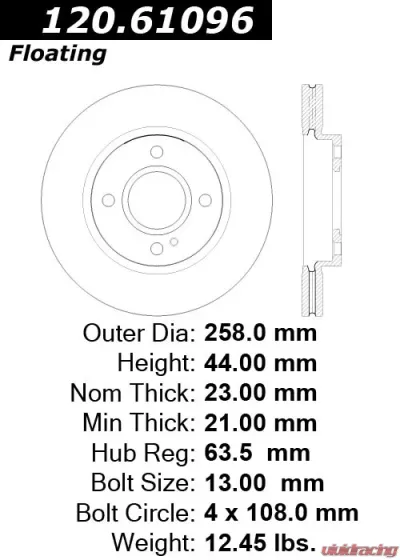 Centric Premium Brake Rotor 120.61096 - 120.61096