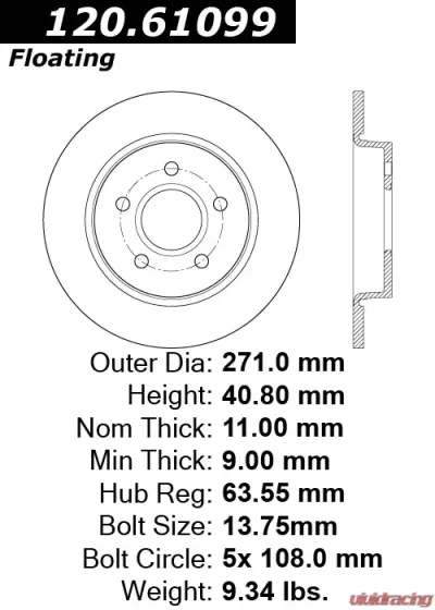 Centric Premium Brake Rotor 120.61099 - 120.61099