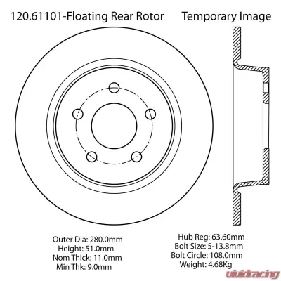 Centric Premium Brake Rotor 120.61101 - 120.61101