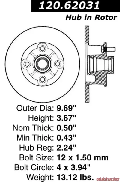 Centric Premium Brake Rotor 120.62031 - 120.62031