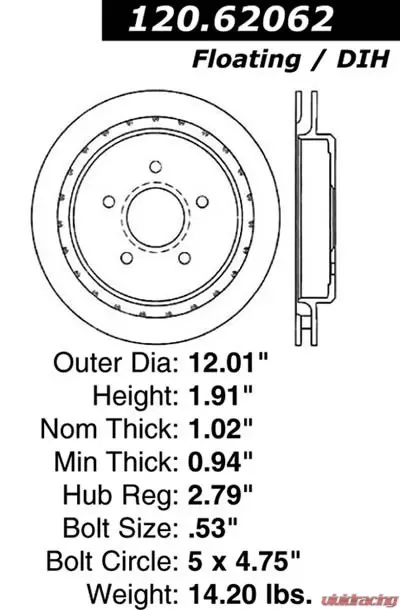 Centric Premium Brake Rotor 120.62062 - 120.62062