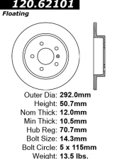 Centric Premium Brake Rotor 120.62101                                     - 120.62101 - Image 4