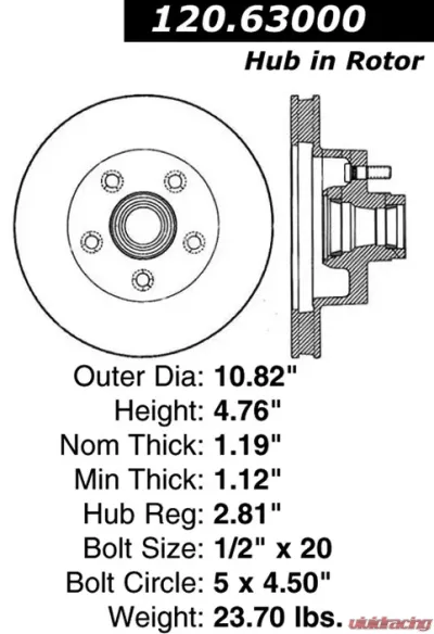 Centric Premium Brake Rotor 120.63000 - 120.63000