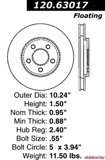 Centric Premium Brake Rotor 120.63017 - 120.63017