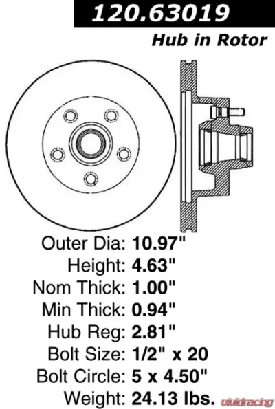 Centric Premium Brake Rotor 120.63019 - 120.63019