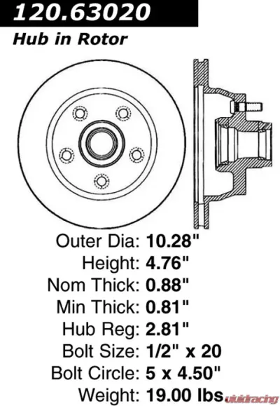 Centric Premium Brake Rotor 120.63020 - 120.63020