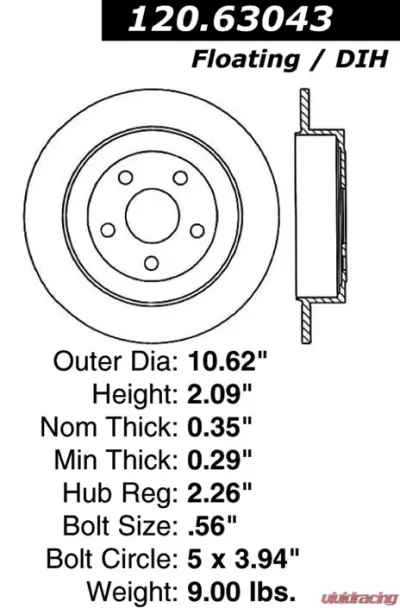 Centric Premium Brake Rotor 120.63043 - 120.63043