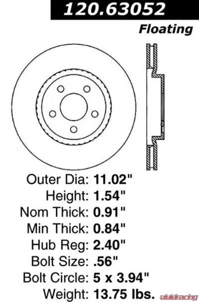 Centric Premium Brake Rotor 120.63052 - 120.63052