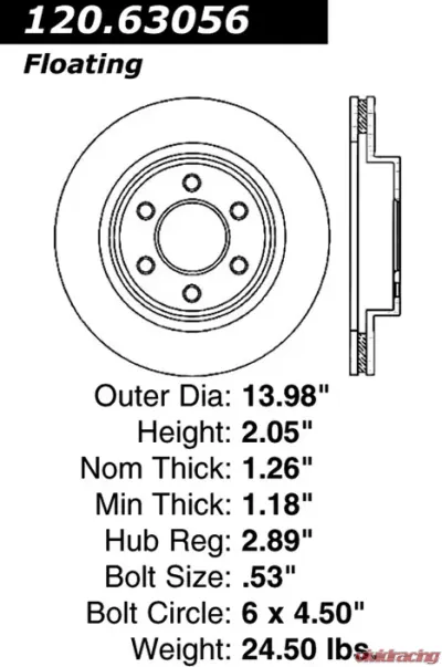 Centric Premium Brake Rotor 120.63056 - 120.63056