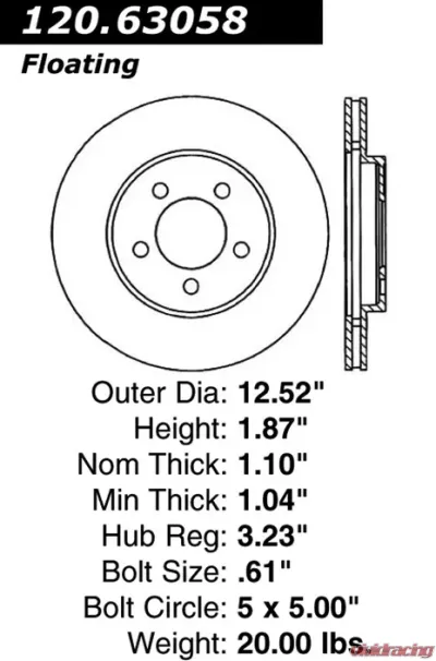 Centric Premium Brake Rotor 120.63058 - 120.63058