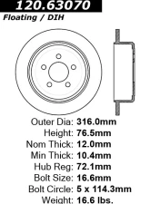Centric Premium Brake Rotor 120.63070                                     - 120.63070 - Image 4