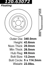 Centric Premium Brake Rotor 120.63072                                     - 120.63072 - Image 4