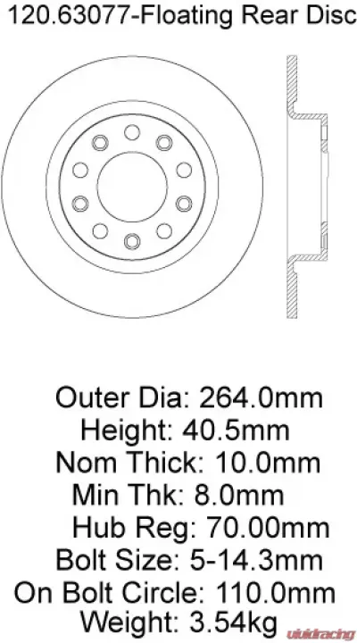 Centric Premium Brake Rotor 120.63077 - 120.63077