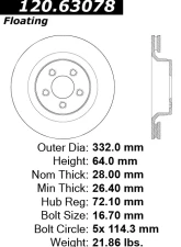 Centric Premium Brake Rotor 120.63078                                     - 120.63078 - Image 4