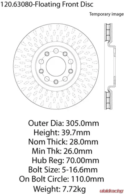 Centric Premium Brake Rotor 120.63080 - 120.63080