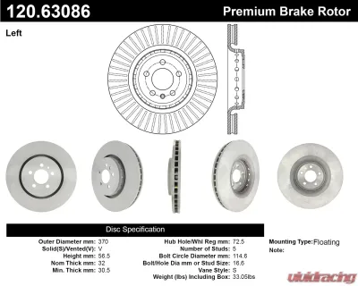Centric Premium Brake Rotor 120.63086 - 120.63086