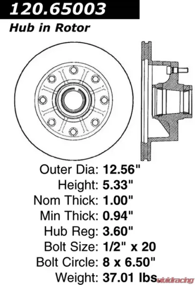 Centric Premium Brake Rotor 120.65003 - 120.65003