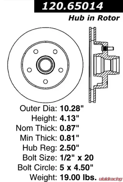 Centric Premium Brake Rotor 120.65014 - 120.65014
