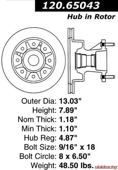 Centric Premium Brake Rotor 120.65043 - 120.65043