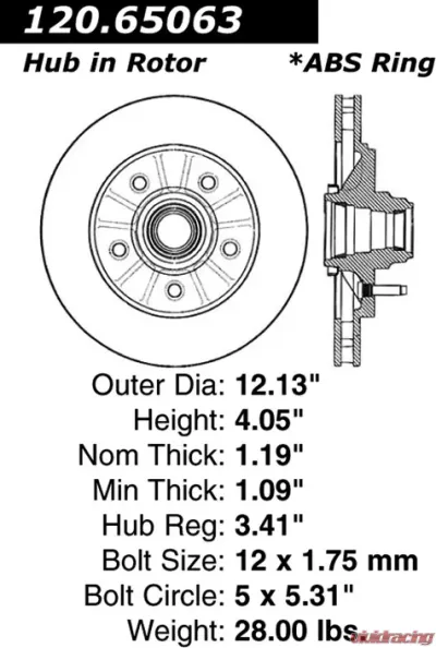 Centric Premium Brake Rotor 120.65063 - 120.65063